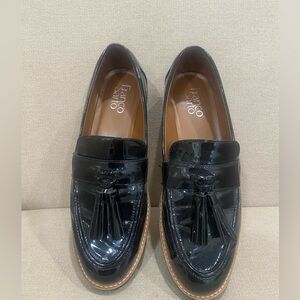 Franco Sarto Glossy Black Tassel Loafers
